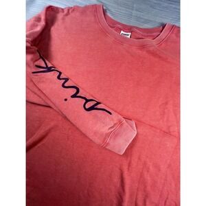 PINK Victoria's Secret Oversized Crewneck Sweatshirt Coral Pink Logo Sleeve XL
